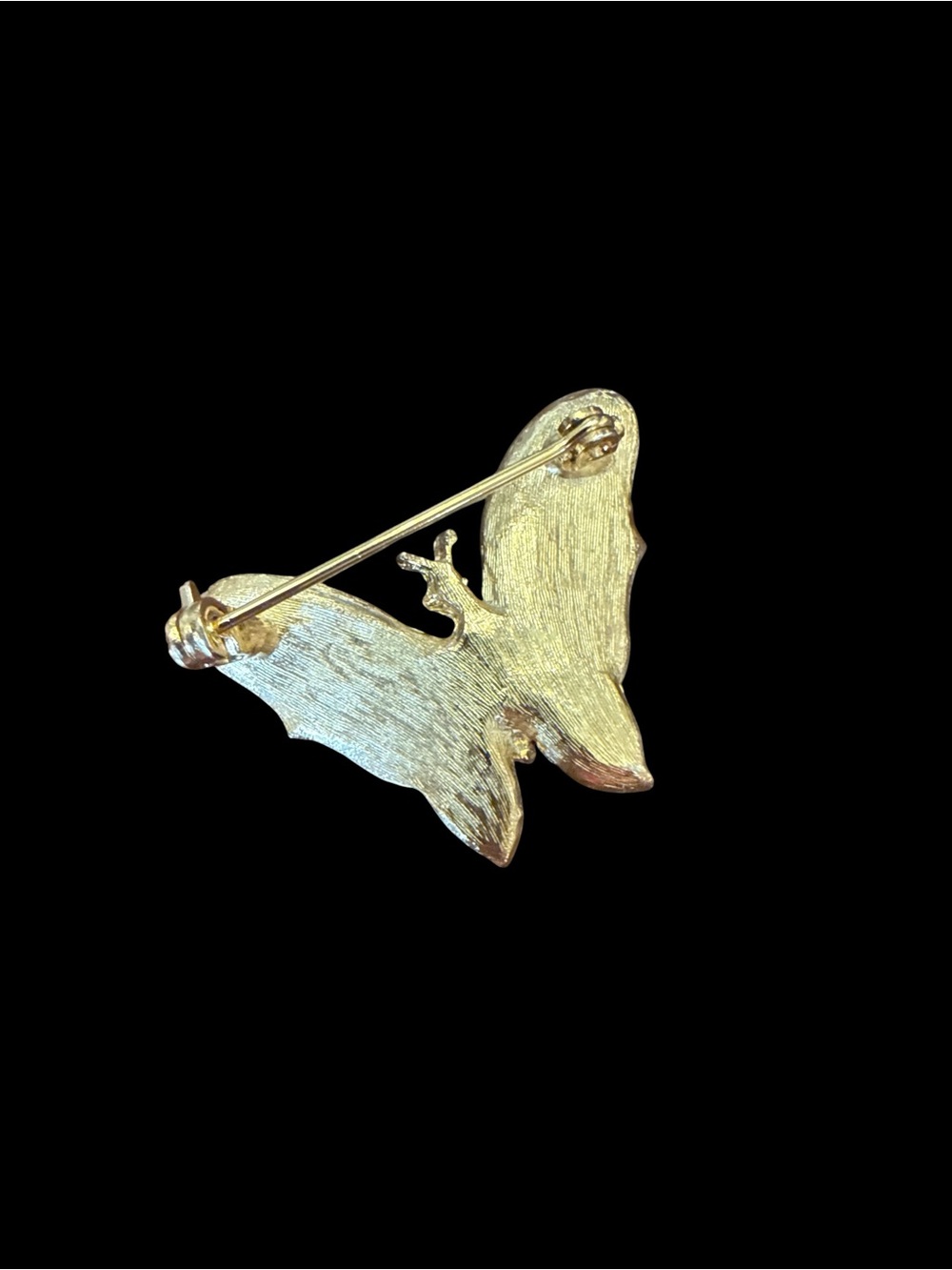 Vintage Gold-tone Butterfly Brooch with Pave-set Clear Rhinestones - Picture 4 of 4